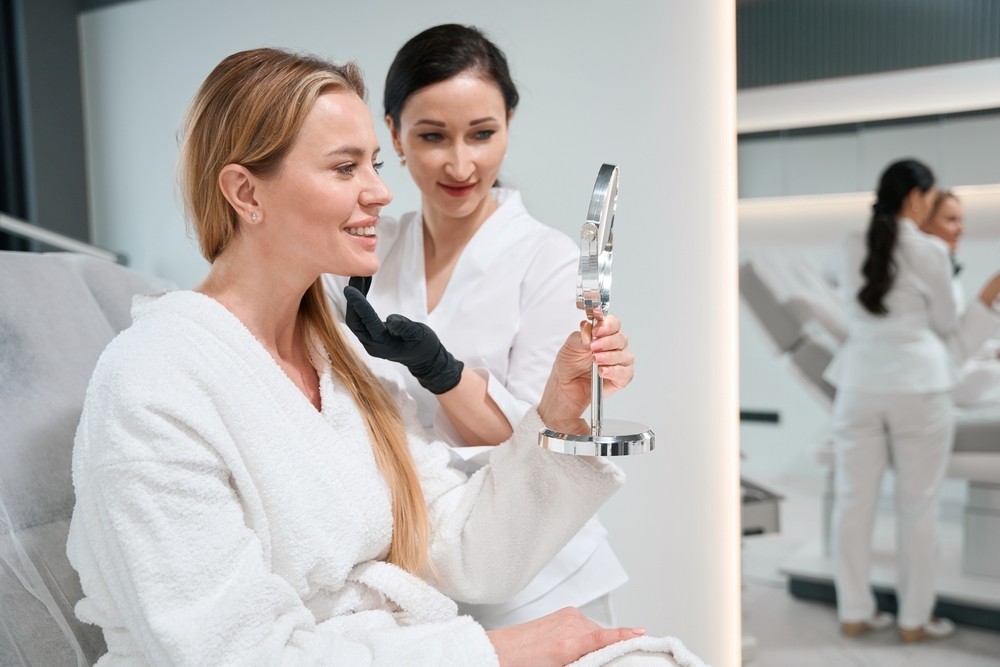 Foreign patient receiving a consultation at a cosmetic clinic