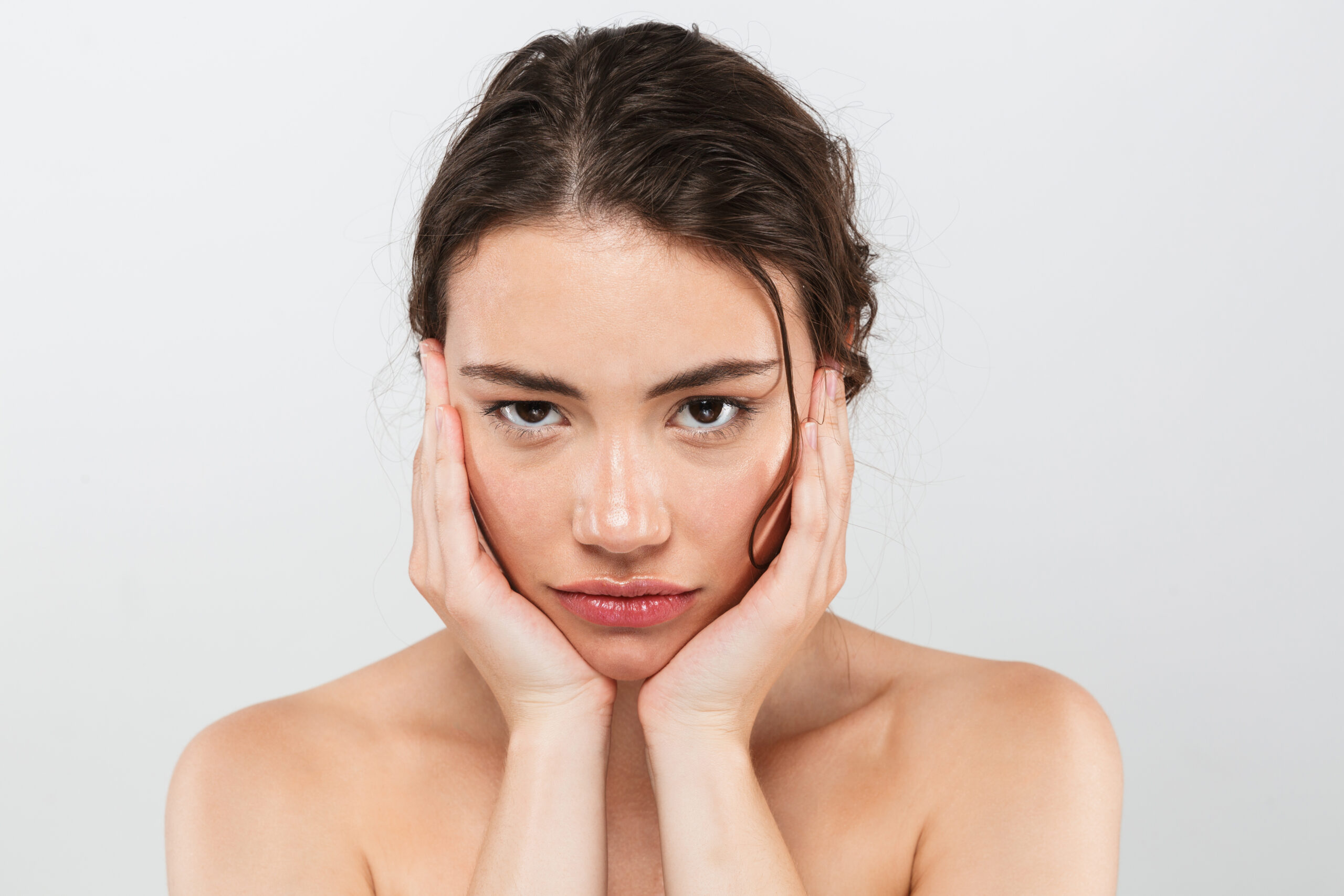 A woman with skin concerns