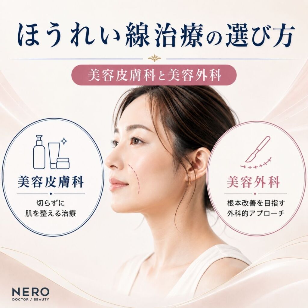 ほうれい線は美容皮膚科？美容外科？治療の違いを解説