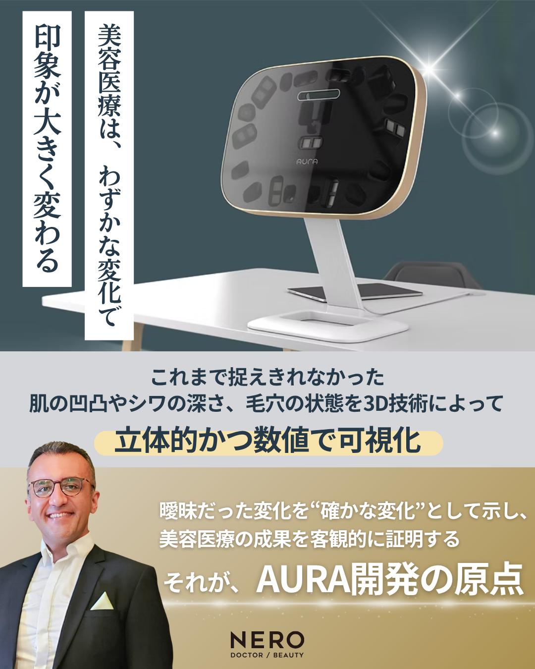 肌診断機AURA開発者Hakki Karaman氏へインタビュー！0.1mmの変化まで見せる。3D技術で美容医療に納得感を