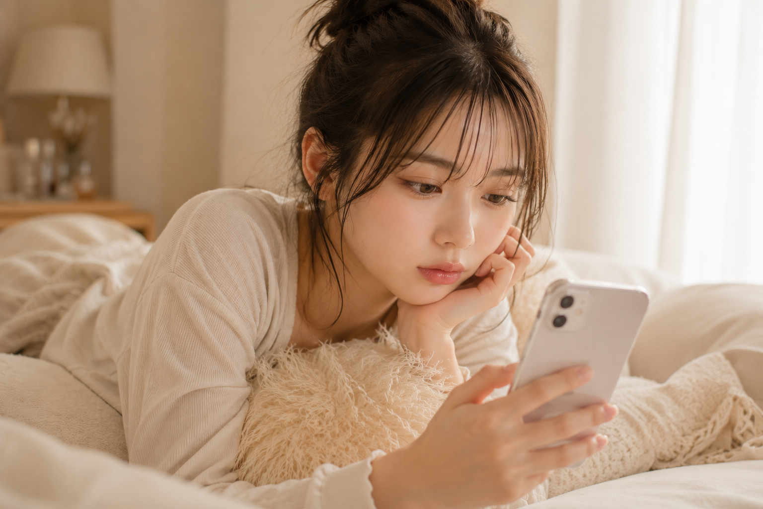 スマートフォンで検索をしているZ世代の女性