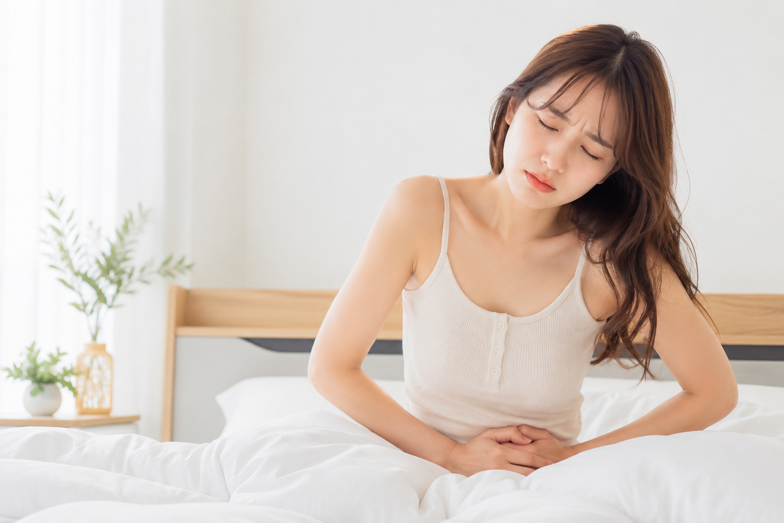 生理痛で腹痛に苦しむ女性のイメージ図