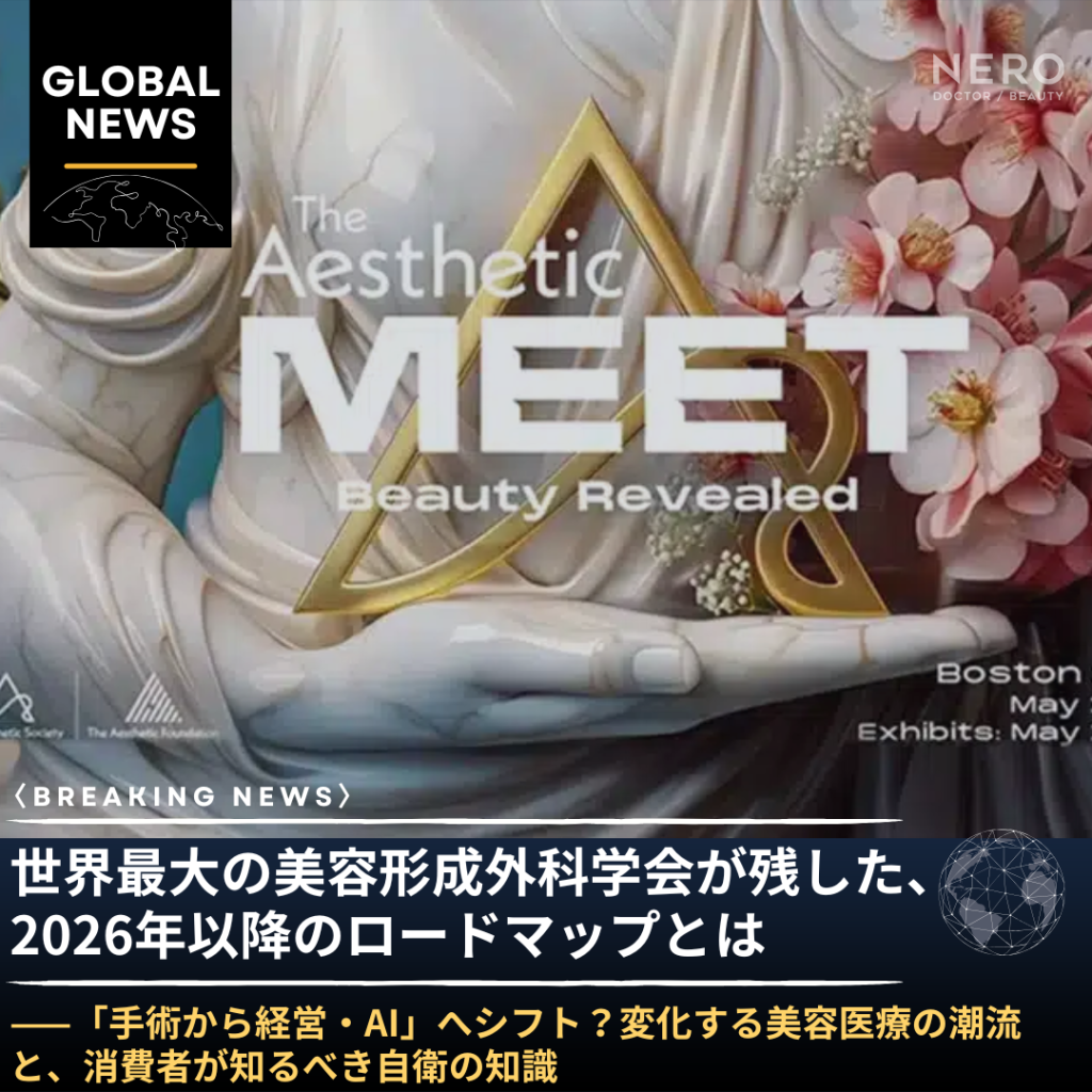 「世界の形成外科が今週ボストンに集まって話していること」——The Aesthetic MEET 2026が開幕。メドスパ急拡大・AI診断・GLP-1後の顔への対応が三大テーマに