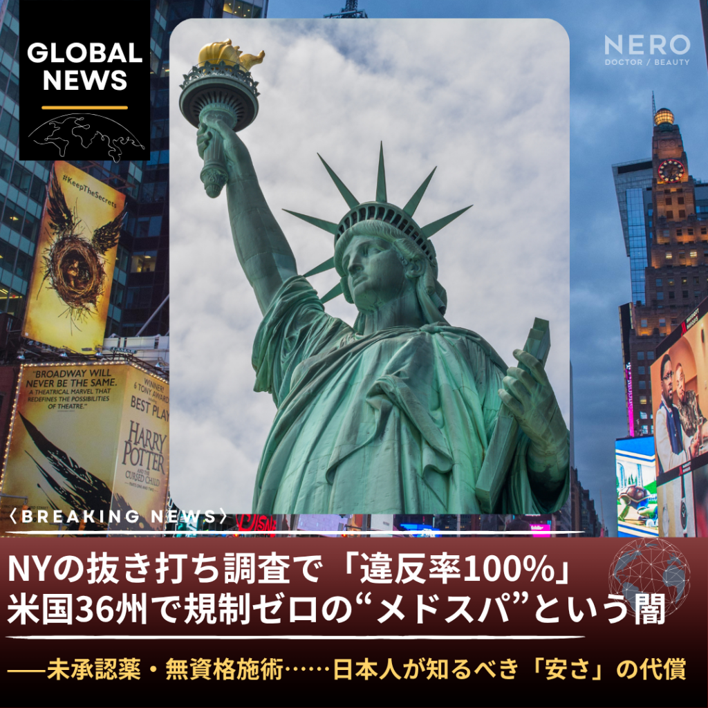 「医師がいなくても、ボトックスが打てる」——米国36州でメドスパに規制ゼロ。NYの抜き打ち調査では全施設で違反。AMAが「患者が危険にさらされている」と警告