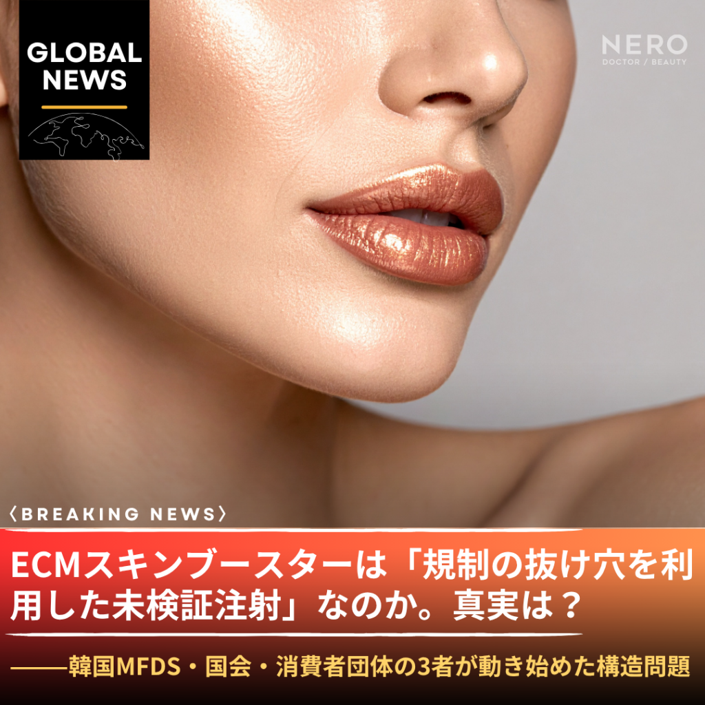 ECMスキンブースターは「第5世代のコラーゲンブースター」か「規制の抜け穴を利用した未検証注射」か——韓国MFDS・国会・消費者団体の3者が動き始めた構造問題