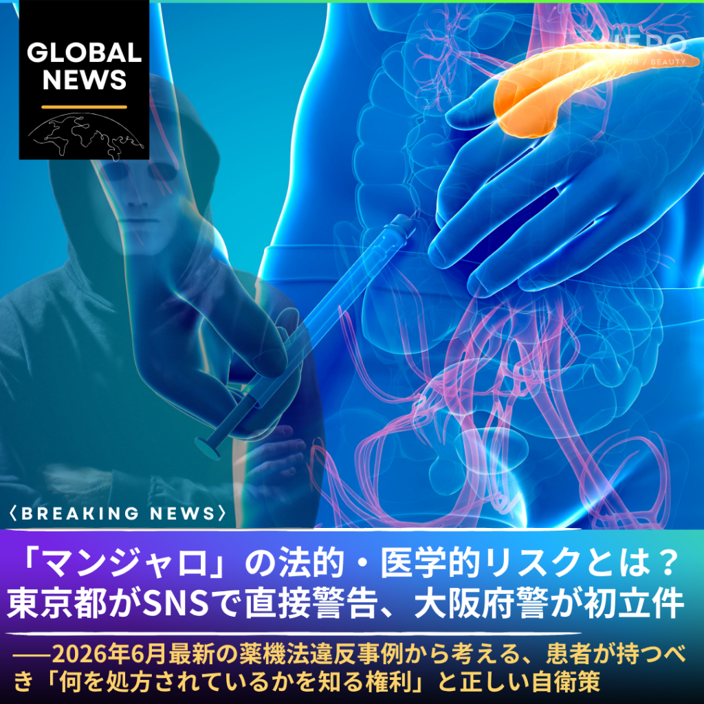 東京都がSNSで直接警告、大阪府警が初立件——糖尿病治療薬「マンジャロ」をダイエット目的で使う前に知るべき法的・医学的リスク。「効く薬」と「安全に使える薬」は違う