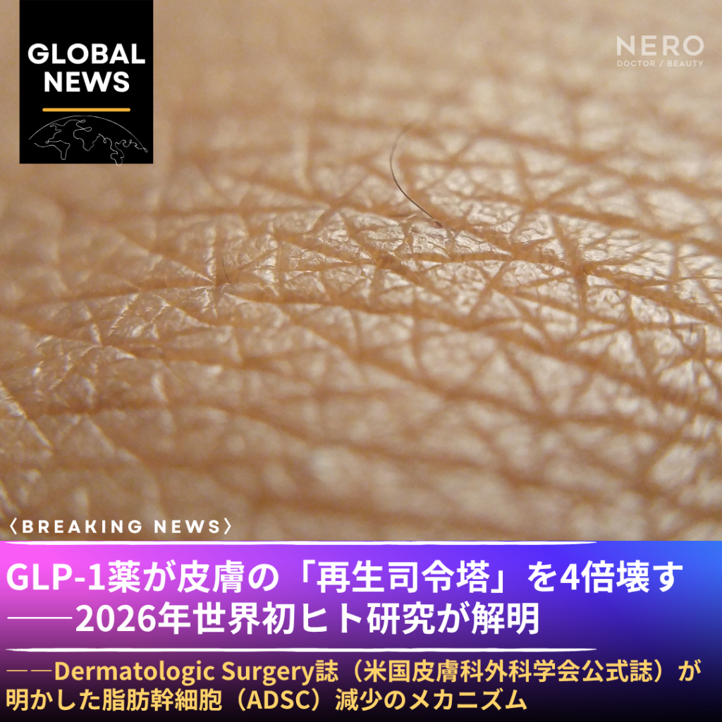 GLP-1薬が皮膚の「再生司令塔」を4倍壊す——2026年世界初ヒト研究が解明した脂肪幹細胞（ADSC）減少のメカニズム