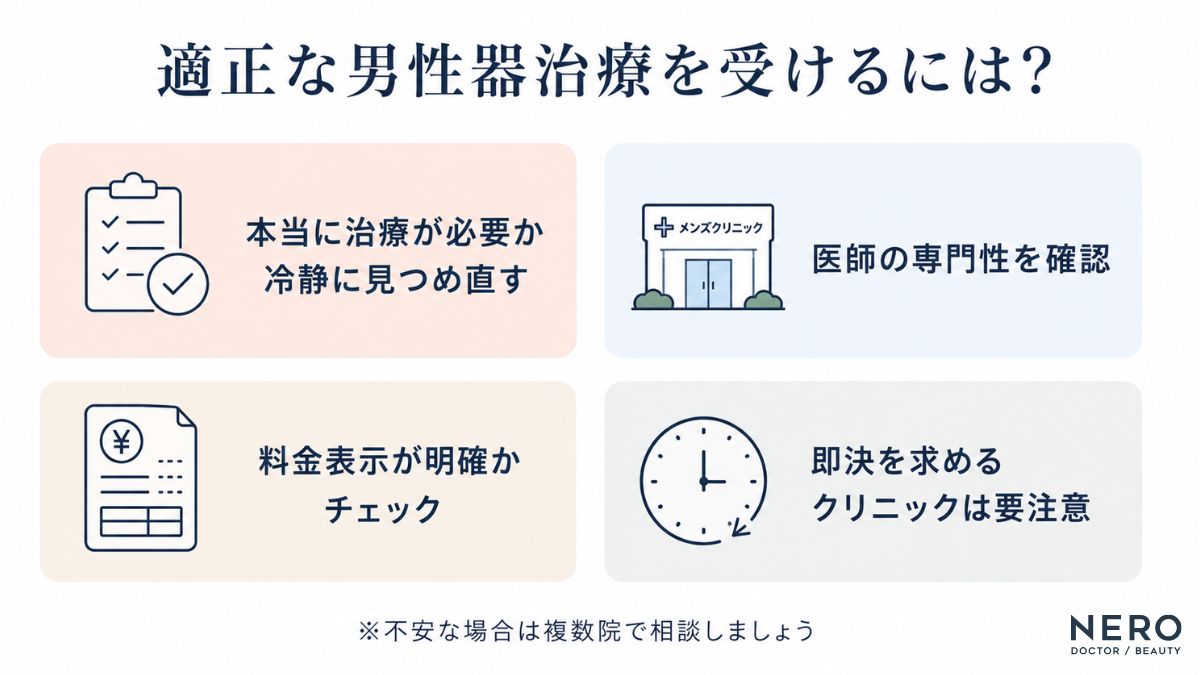 男性器治療は必要性や医師の信頼性を確認して選ぶことが重要