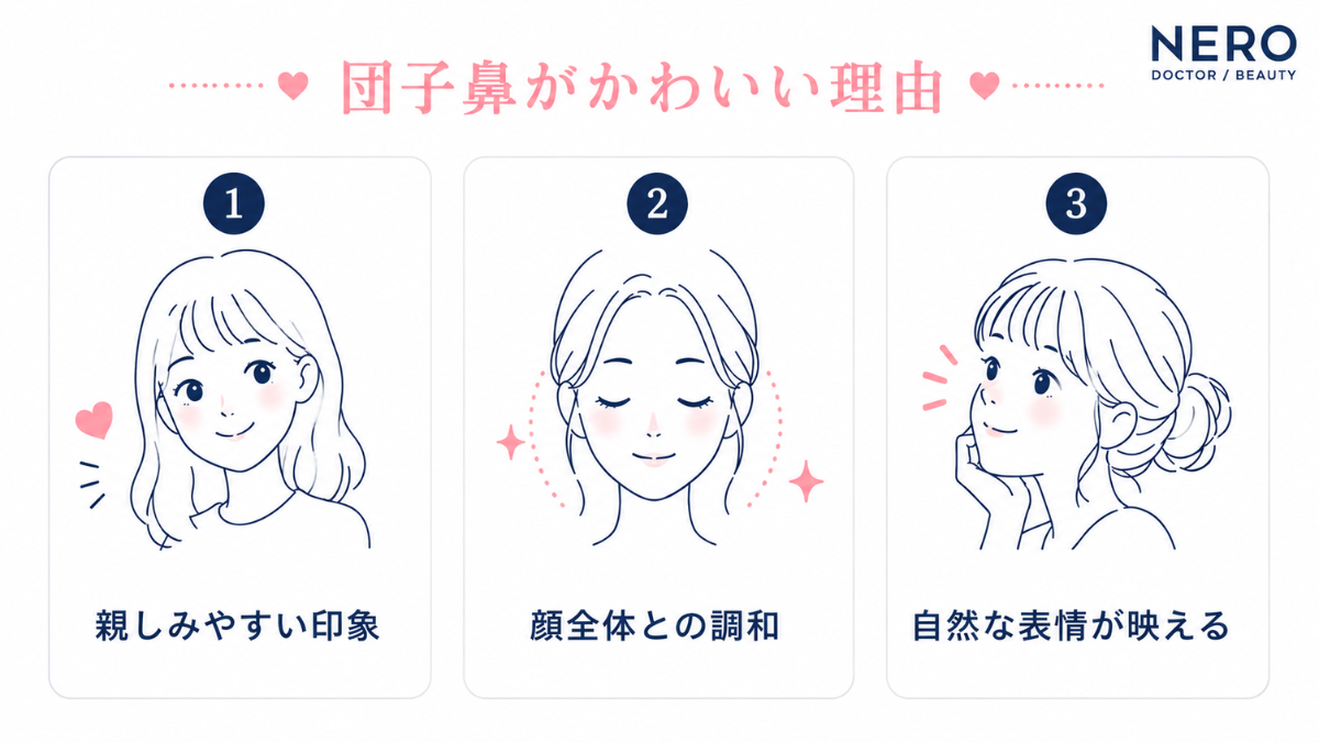 団子鼻がかわいいといわれる理由をまとめた図