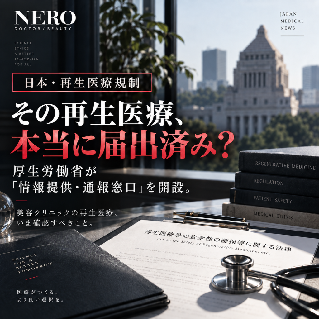 厚労省が「再生医療等情報提供・通報窓口」を新設。これは摘発窓口ではない──制度の目的を正確に読む