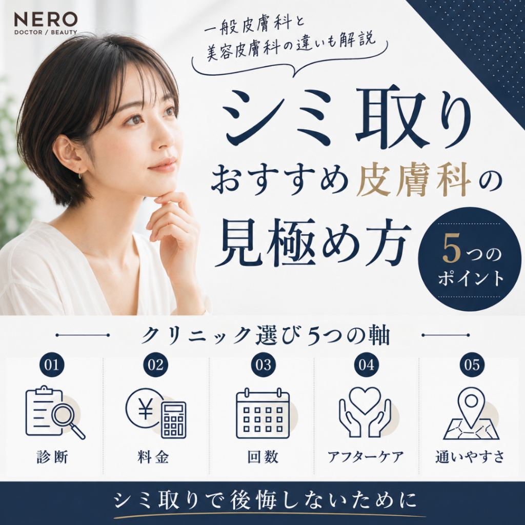 シミ取り皮膚科の選び方とは？おすすめの見極め方を解説
