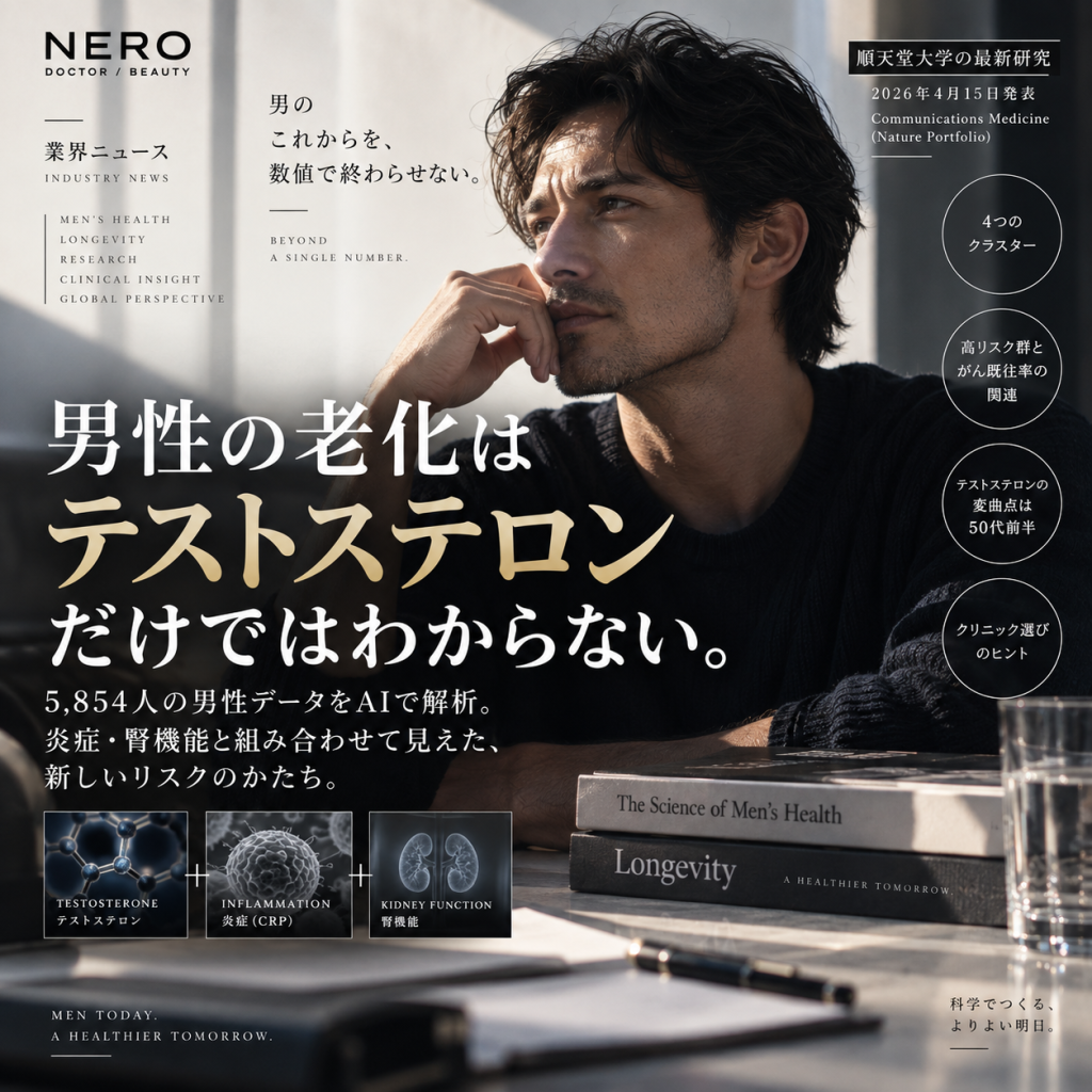 男性老化の「危険クラスター」をAIが特定。低テストステロン+高CRP+腎機能低下が重なると何が起きるか